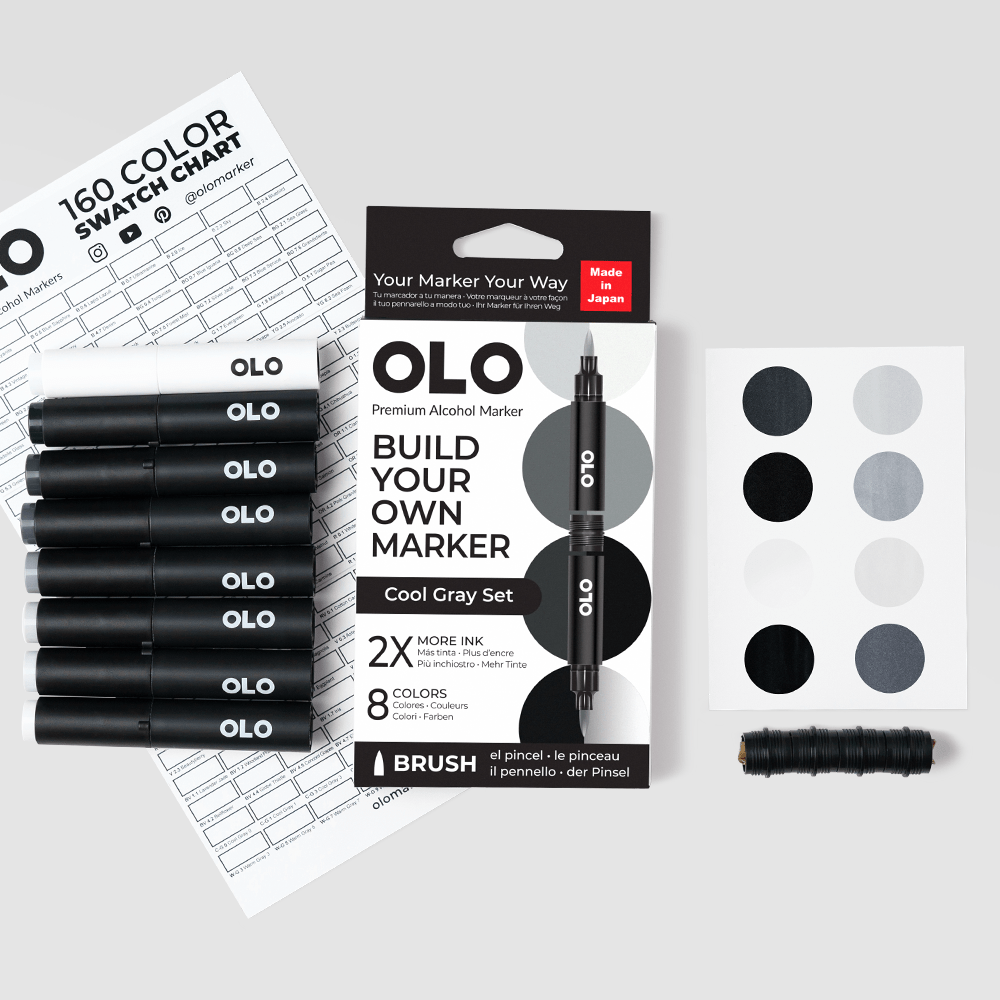 OLO 8 Color Brush Cool Gray - Honey Bee Stamps