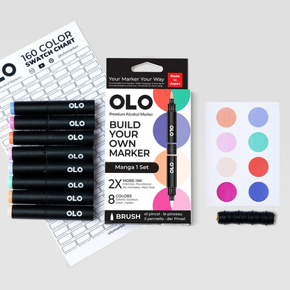 OLO 8 Color Brush Manga 1 Set - Honey Bee Stamps