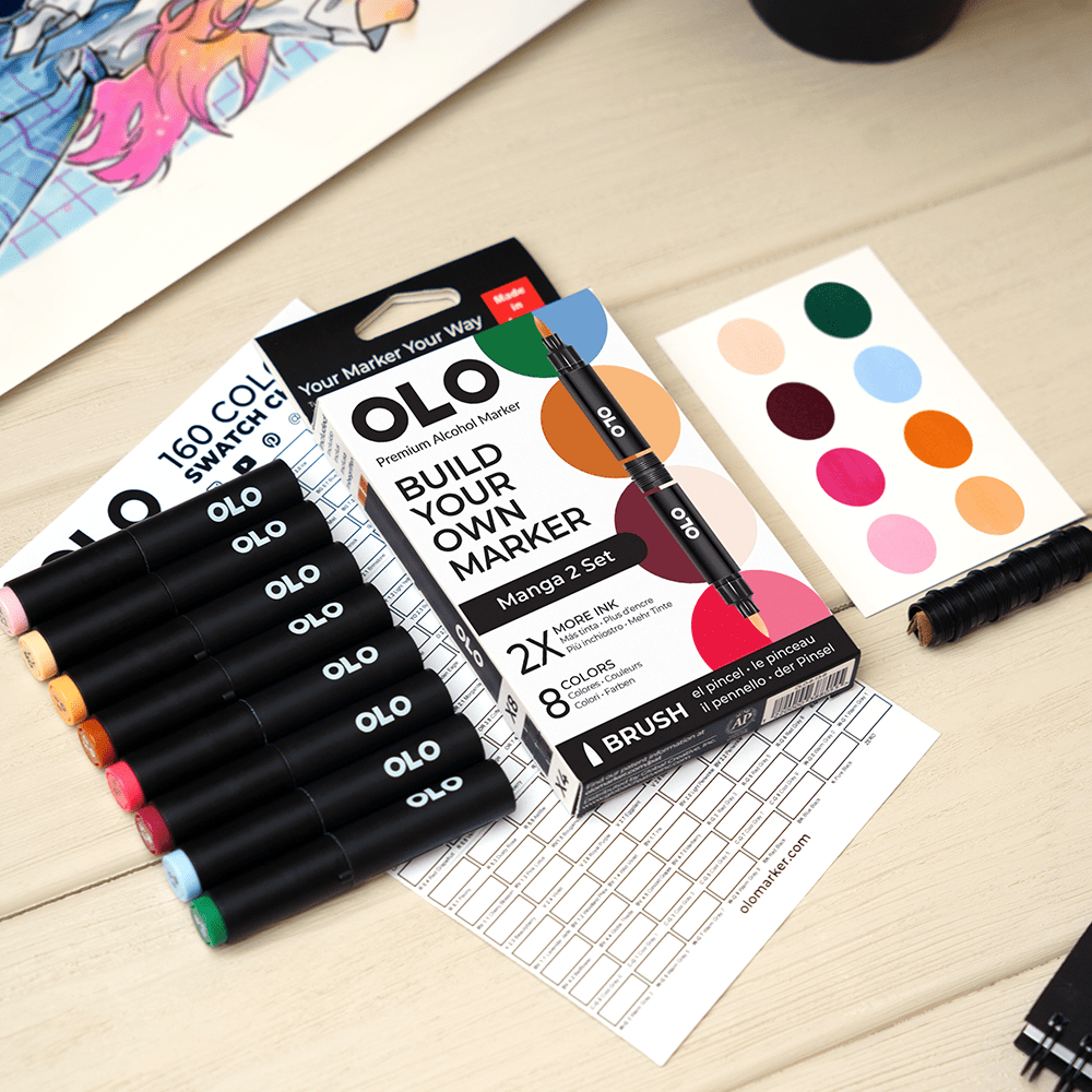 OLO 8 Color Brush Manga 2 Set - Honey Bee Stamps