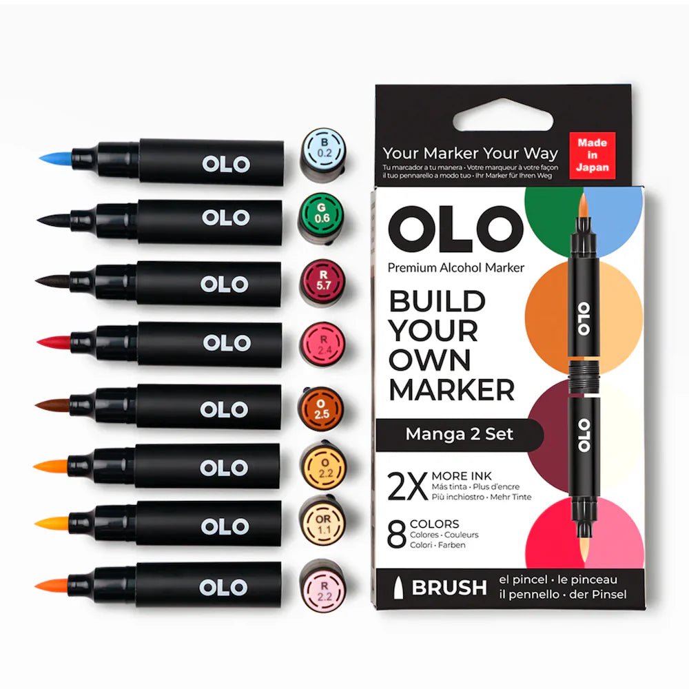 OLO 8 Color Brush Manga 2 Set - Honey Bee Stamps