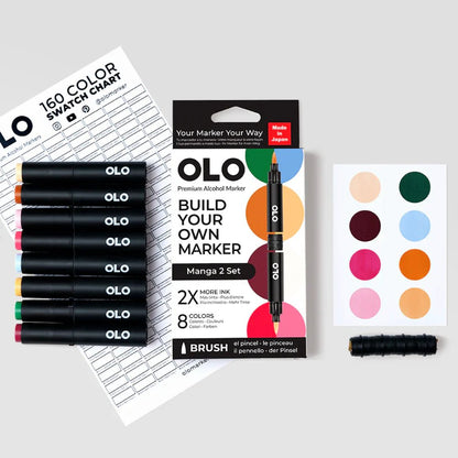 OLO 8 Color Brush Manga 2 Set - Honey Bee Stamps