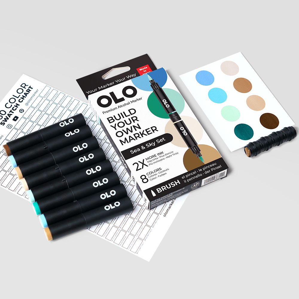 OLO 8 Color Brush Sea & Sky Set - Honey Bee Stamps