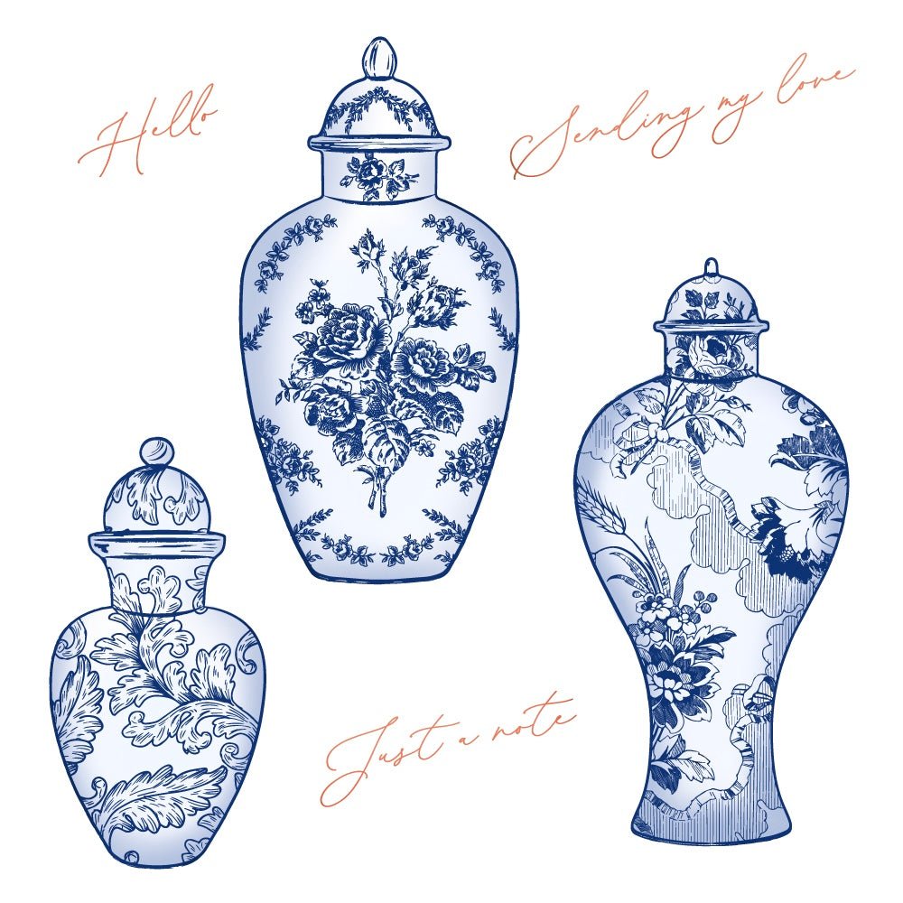 Ornate Ginger Jar - 4x5 Rubber Cling Stamp Set - Honey Bee Stamps