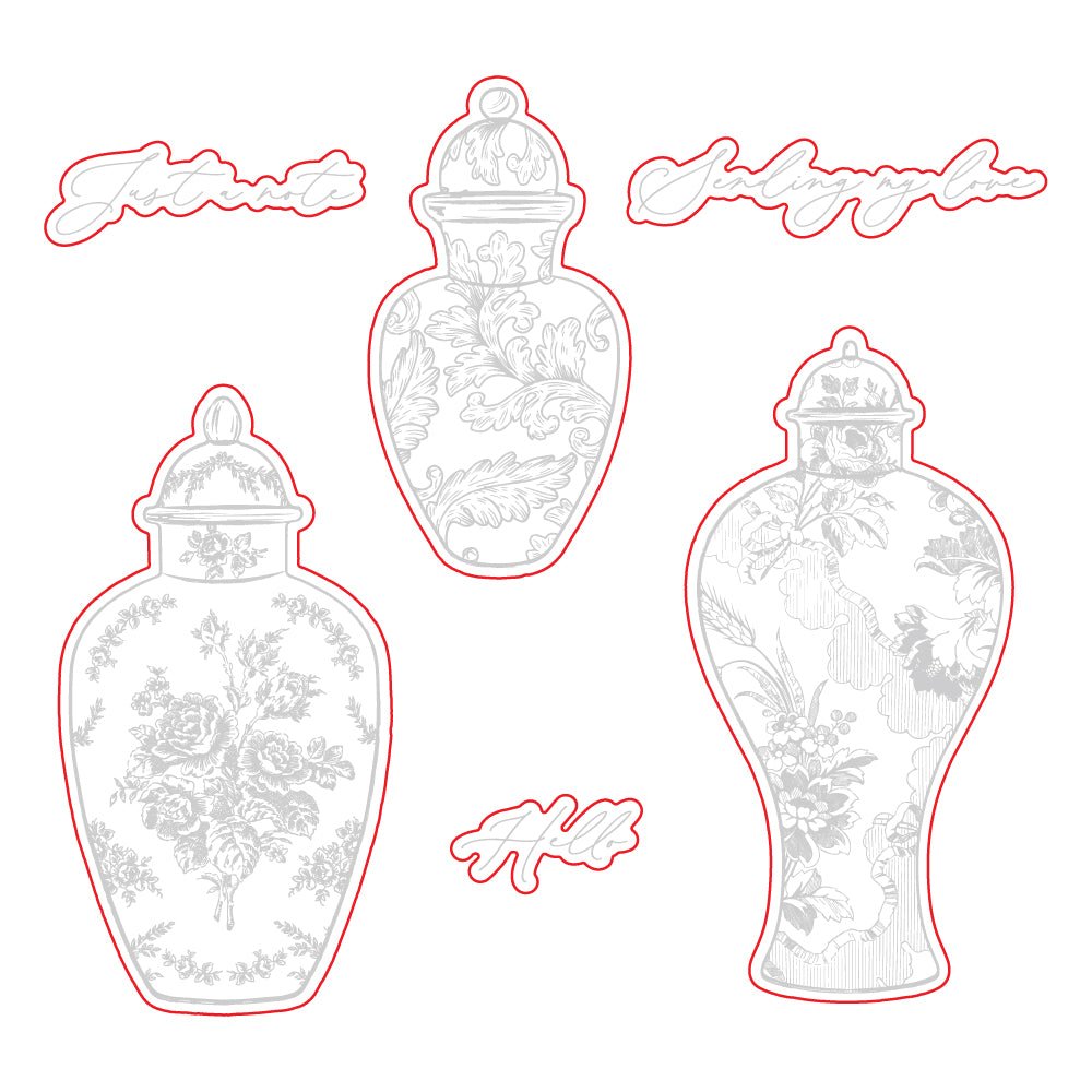 Ornate Ginger Jars - Honey Cuts - Coordinating Dies - Honey Bee Stamps