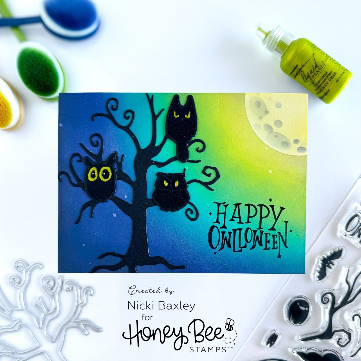 Owlloween - 6x8 Photopolymer Stamp Set - Honey Bee Stamps
