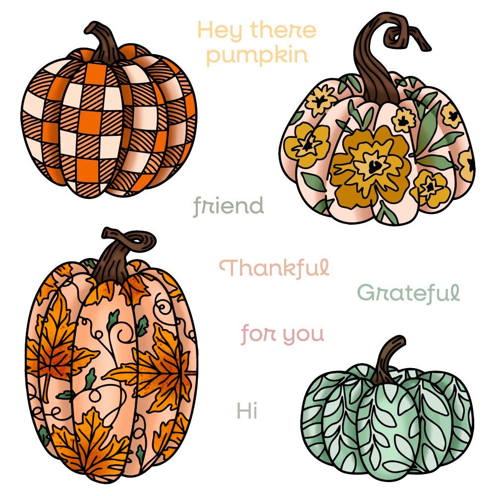 Painted Pumpkins - 4x5 Photopolymer Stamp Set - Honey Bee Stamps