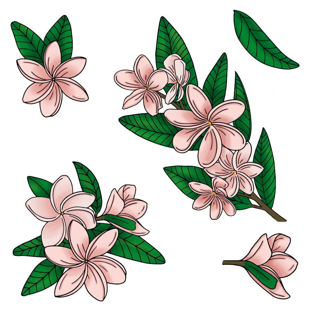 Paradise Plumeria - Set of 6 - 6"x6" Coordinating Stencils - Honey Bee Stamps