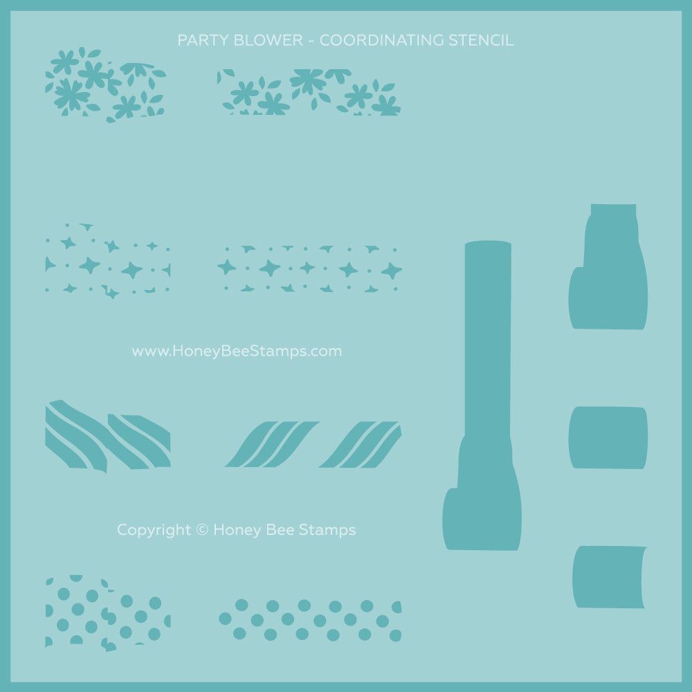 Party Blower - 6"x6" Coordinating Stencil - Honey Bee Stamps