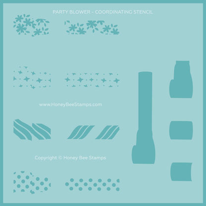 Party Blower - 6"x6" Coordinating Stencil - Honey Bee Stamps