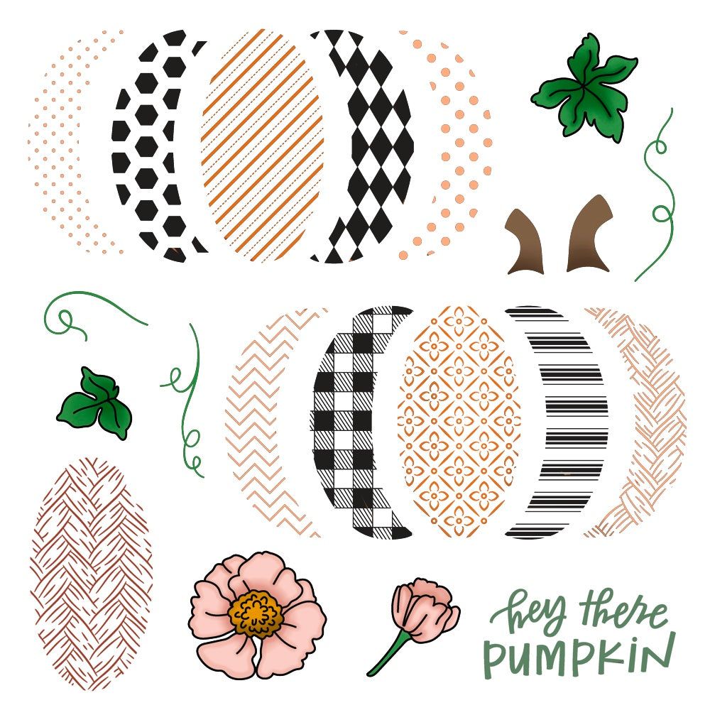 Patchwork Pumpkin - 6x8 Photopolymer Stamp Set - Honey Bee Stamps