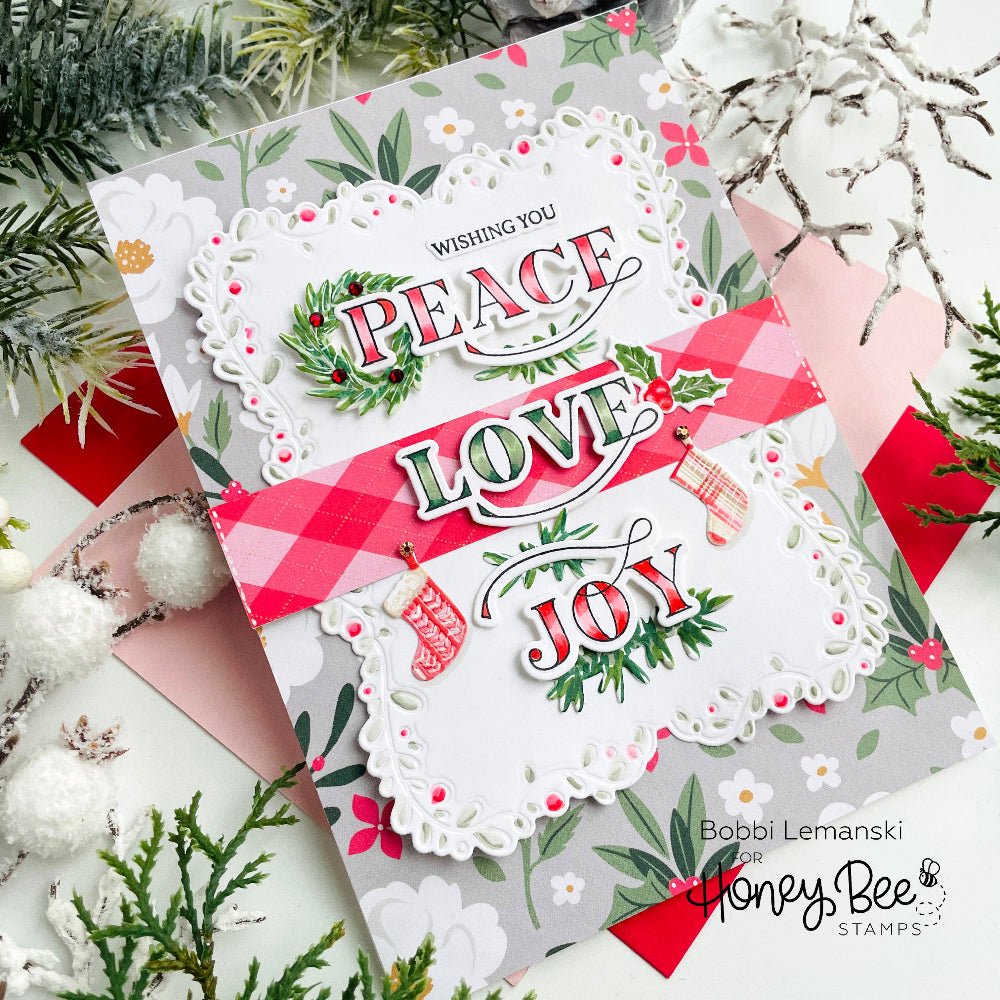 Peace, Love, Joy - 4x4 Photopolymer Stamp Set - Honey Bee Stamps