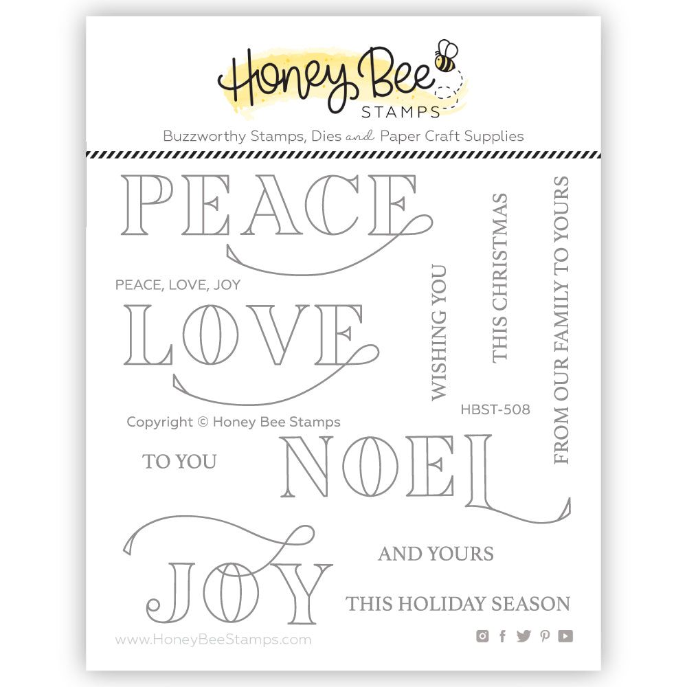 Peace, Love, Joy - 4x4 Photopolymer Stamp Set - Honey Bee Stamps