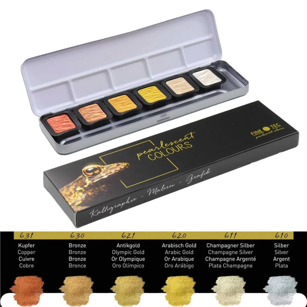 Pearlescent Colors by FINETEC - Metals - 6 pan set - Honey Bee Stamps