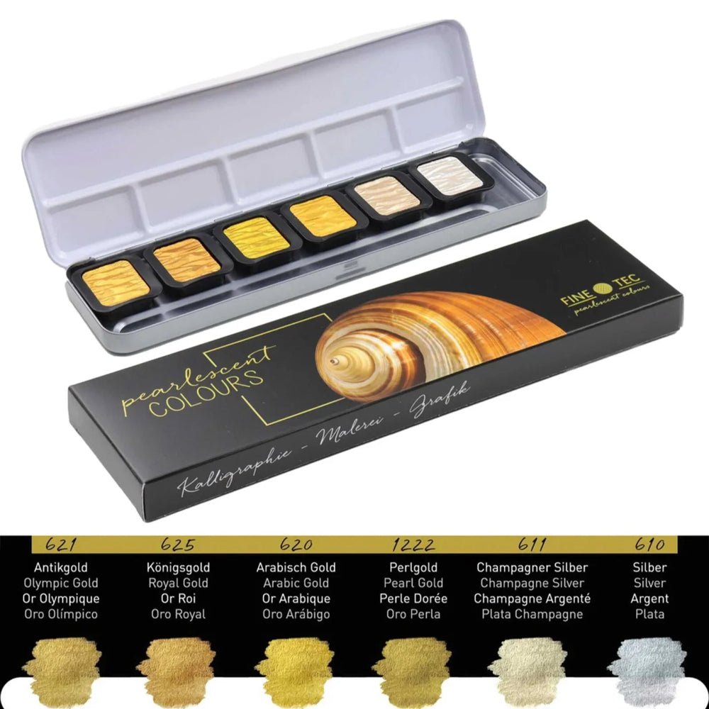 Pearlescent Water Colors by FINETEC - Classic - 6 pan set - Honey Bee Stamps