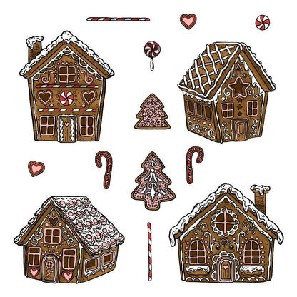 Peppermint Village - 5x6 Rubber Cling Stamp Set - Honey Bee Stamps