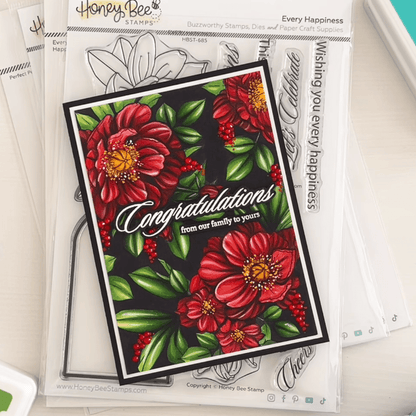 Perfect Peonies - 6x8 Photopolymer Stamp Set - Honey Bee Stamps