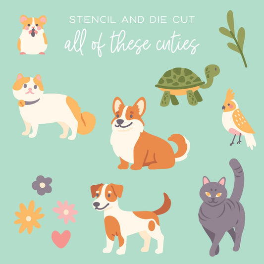 Pet Friends Stencil and Coordinating Honey Cuts Bundle - Honey Bee Stamps