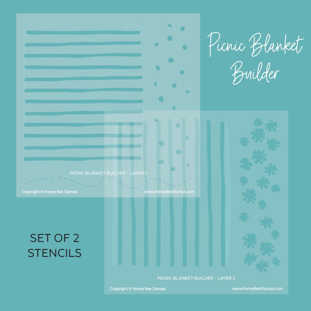 Picnic Blanket Builder - 6"x6" Stencil Set of 2 Coordinating Stencils - Honey Bee Stamps