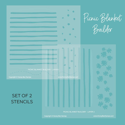 Picnic Blanket Builder - 6"x6" Stencil Set of 2 Coordinating Stencils - Honey Bee Stamps