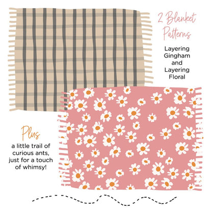 Picnic Blanket Builder - 6"x6" Stencil Set of 2 Coordinating Stencils - Honey Bee Stamps