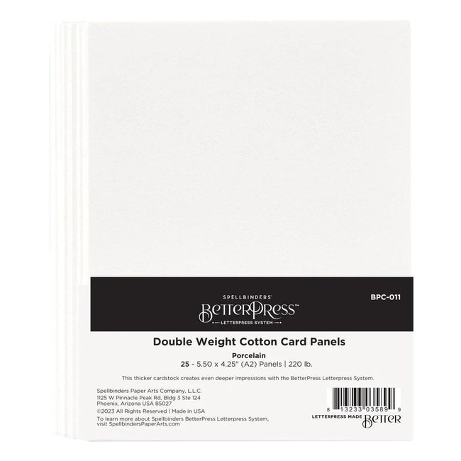 Porcelain Double Weight BetterPress A2 Cotton Card Panels - 25 Pack - Honey Bee Stamps