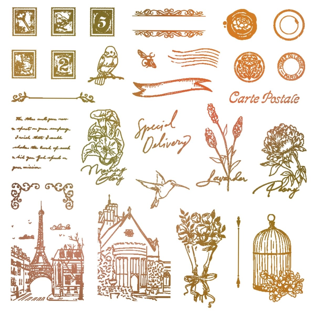 Postmarked - 6x6 Photopolymer Stamp Set - Honey Bee Stamps