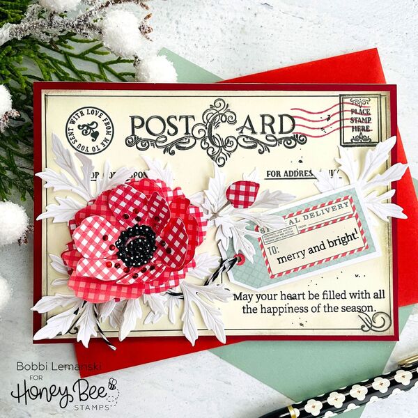Postmarked: Holiday - 6x8 Rubber Cling Stamp Set - Honey Bee Stamps