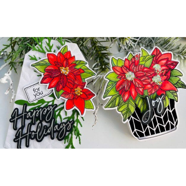 Potted Poinsettias - 6x8 Photopolymer Stamp Set - Retiring - Honey Bee Stamps