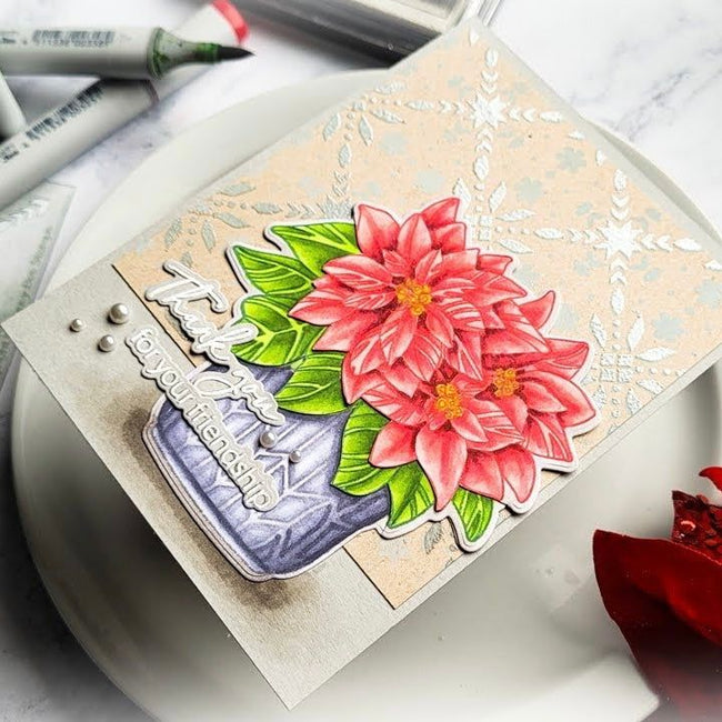 Potted Poinsettias - 6x8 Stamp Set - Honey Bee Stamps