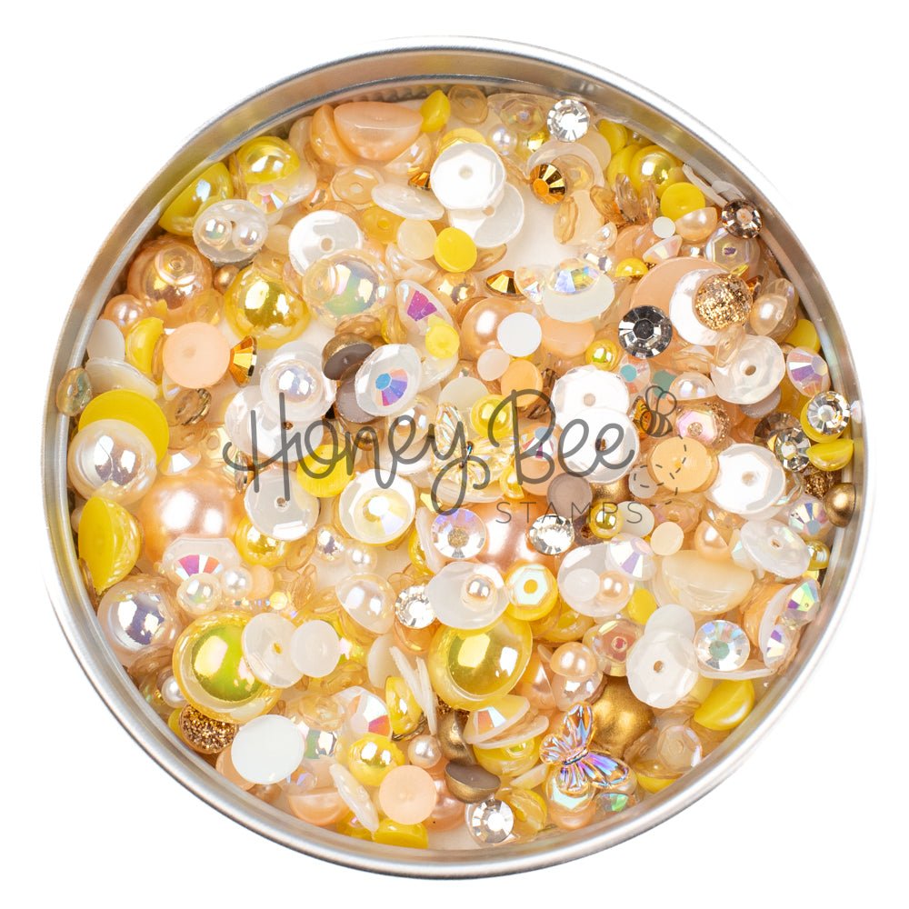 Queen Bee - Treasure Blend - Sequins, Pearls and 2 Crystal Butterfly Charms - Honey Bee Stamps