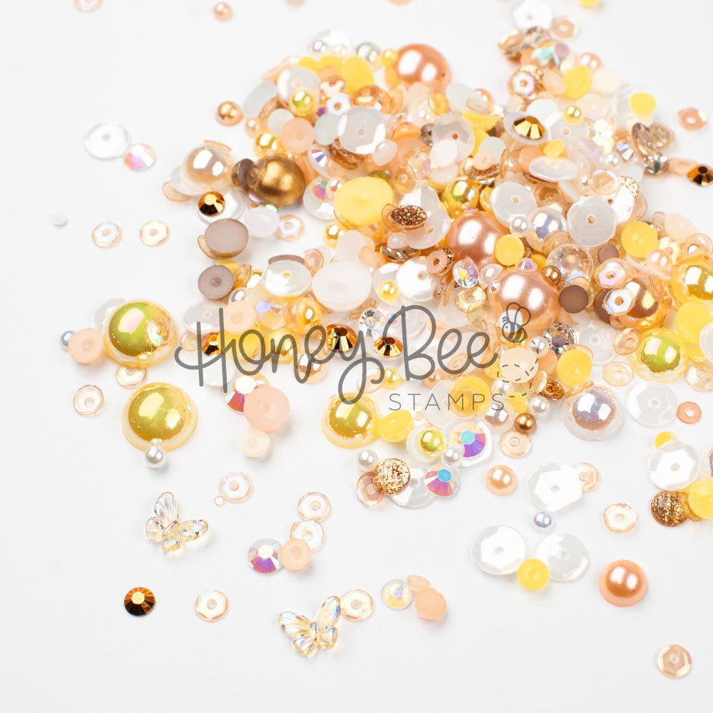 Queen Bee - Treasure Blend - Sequins, Pearls and 2 Crystal Butterfly Charms - Honey Bee Stamps