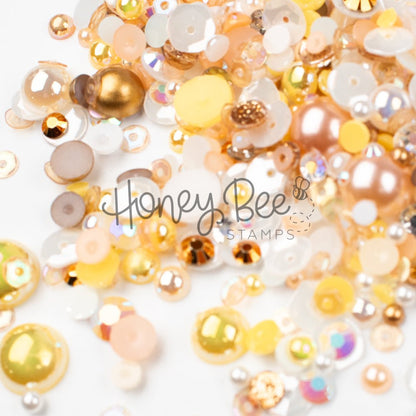 Queen Bee - Treasure Blend - Sequins, Pearls and 2 Crystal Butterfly Charms - Honey Bee Stamps