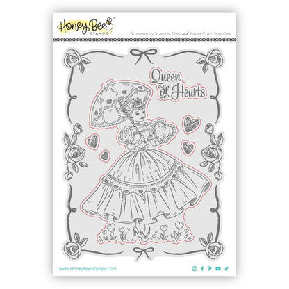 Queen Of Hearts - 5x6 Rubber Cling Stamp Set - Honey Bee Stamps