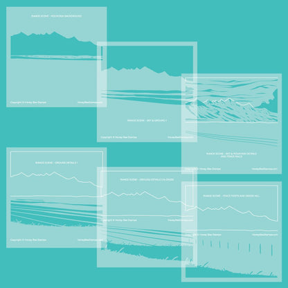 Range Scene - Set of 6 - 6"x6" Layering Stencils - Honey Bee Stamps