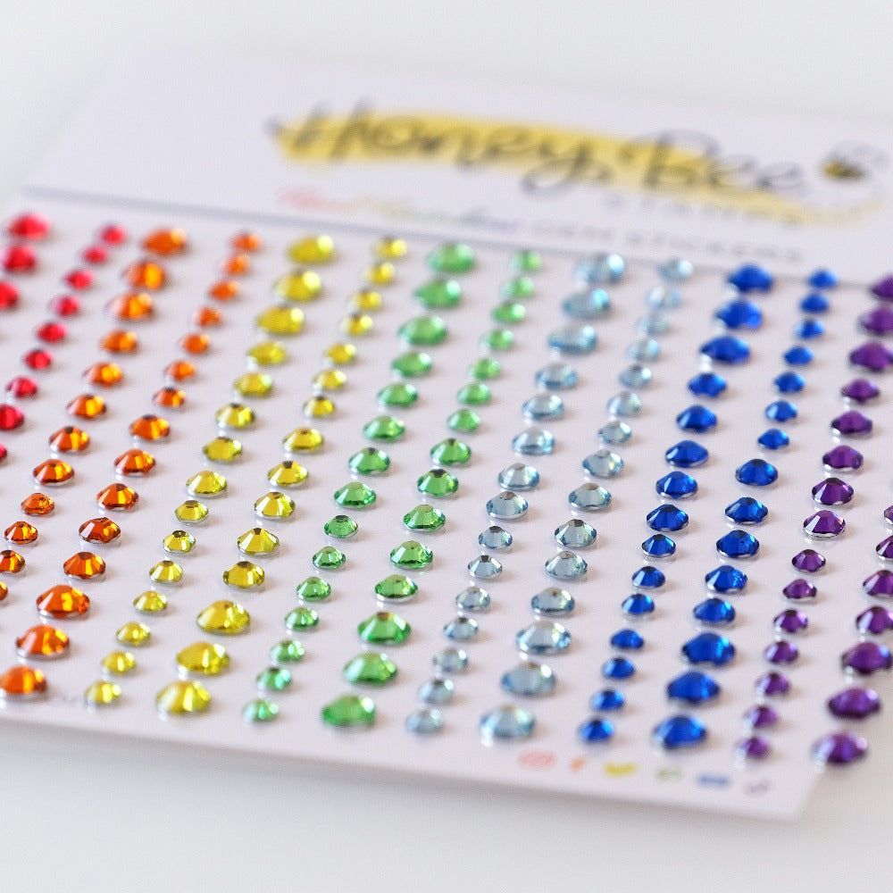 Real Rainbow Gem Stickers - 210 Count - Honey Bee Stamps