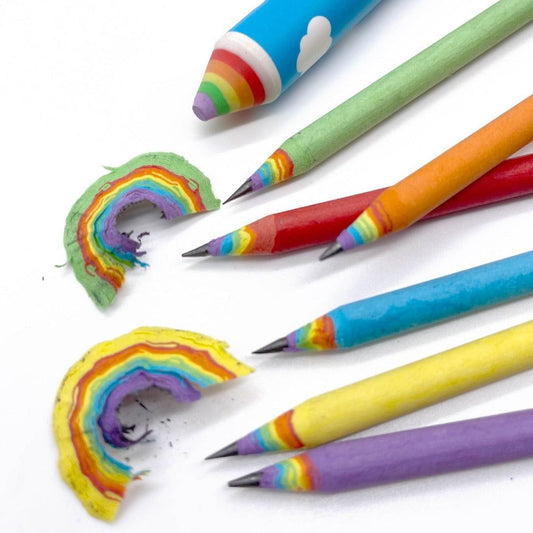 Recycled Rainbow Pencil & Eraser Set - Honey Bee Stamps