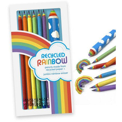 Recycled Rainbow Pencil & Eraser Set - Honey Bee Stamps