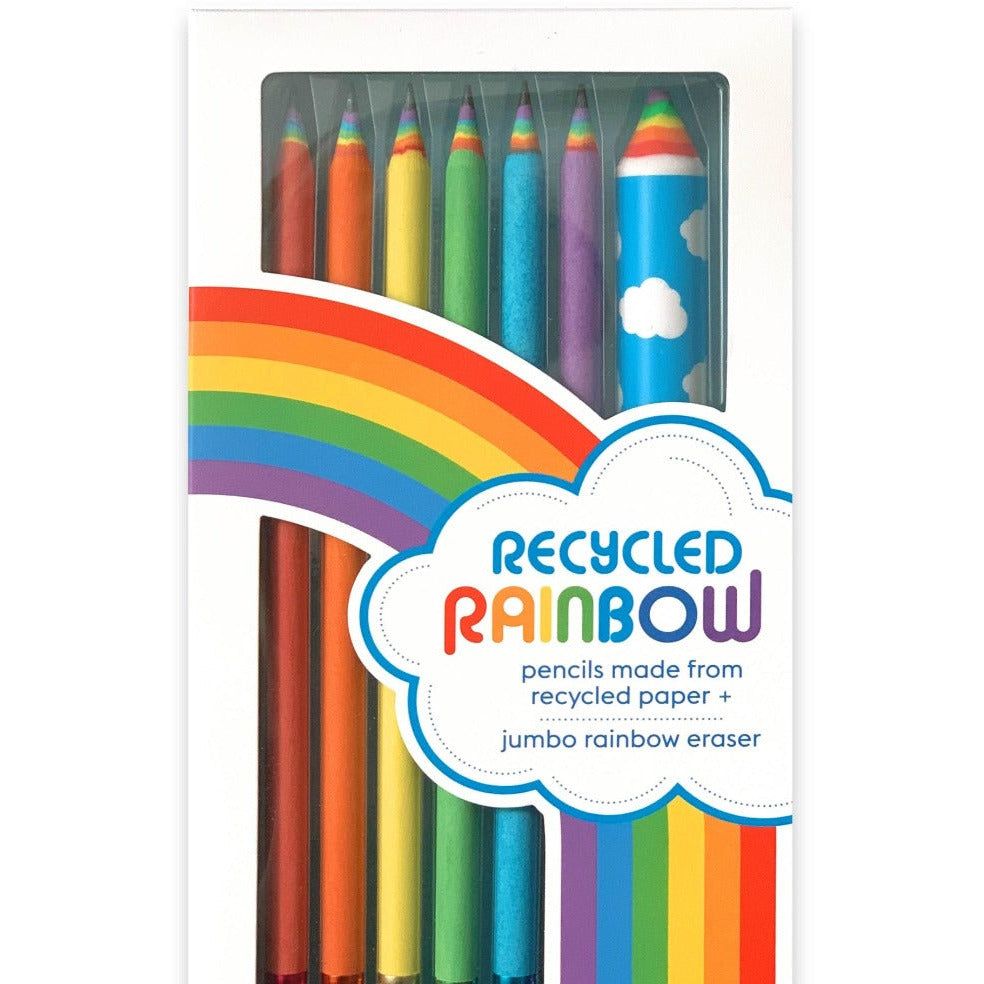 Recycled Rainbow Pencil & Eraser Set - Honey Bee Stamps