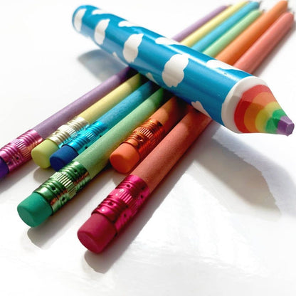 Recycled Rainbow Pencil & Eraser Set - Honey Bee Stamps