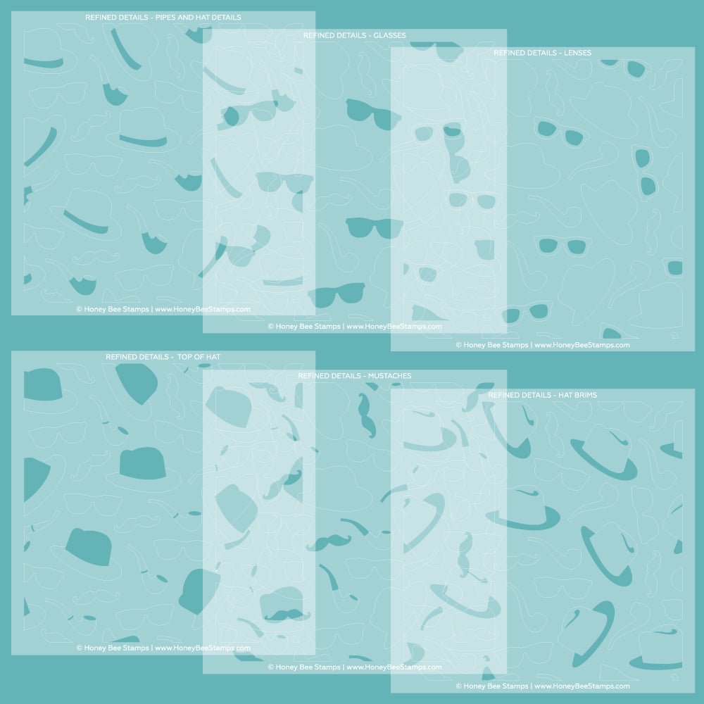 Refined Details - 6"x6" Stencil Set of 6 Layering Stencils - Honey Bee Stamps