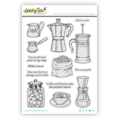 Rise And Grind - 6x8 Rubber Cling Stamp Set - Honey Bee Stamps