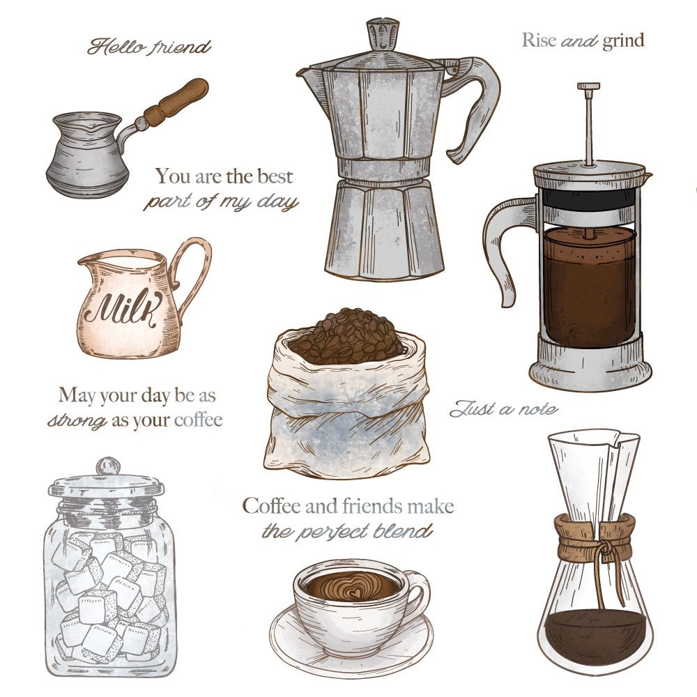 Rise And Grind - 6x8 Rubber Cling Stamp Set - Honey Bee Stamps