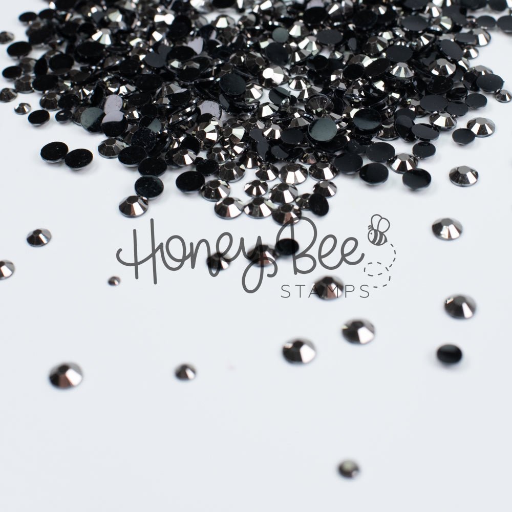 Rivet - Flat Back Rhinestone Silver on Black Mix 2mm to 5mm size - Honey Bee Stamps
