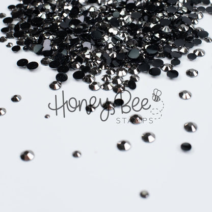 Rivet - Flat Back Rhinestone Silver on Black Mix 2mm to 5mm size - Honey Bee Stamps
