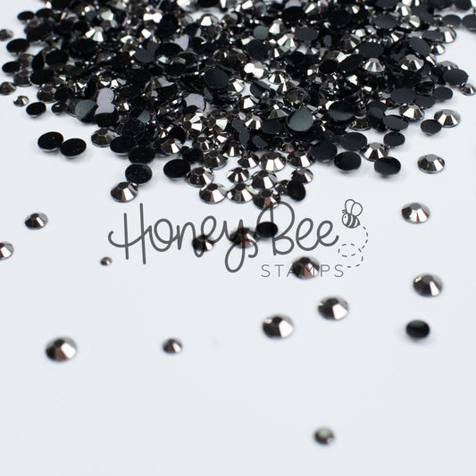 Rivet - Flat Back Rhinestone Silver on Black Mix 2mm to 5mm size - Honey Bee Stamps