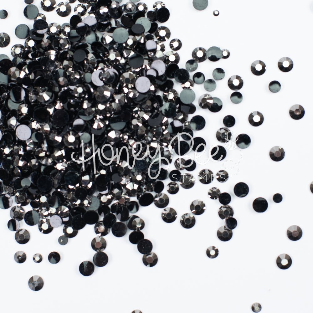Rivet - Flat Back Rhinestone Silver on Black Mix 2mm to 5mm size - Honey Bee Stamps