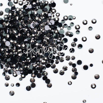 Rivet - Flat Back Rhinestone Silver on Black Mix 2mm to 5mm size - Honey Bee Stamps