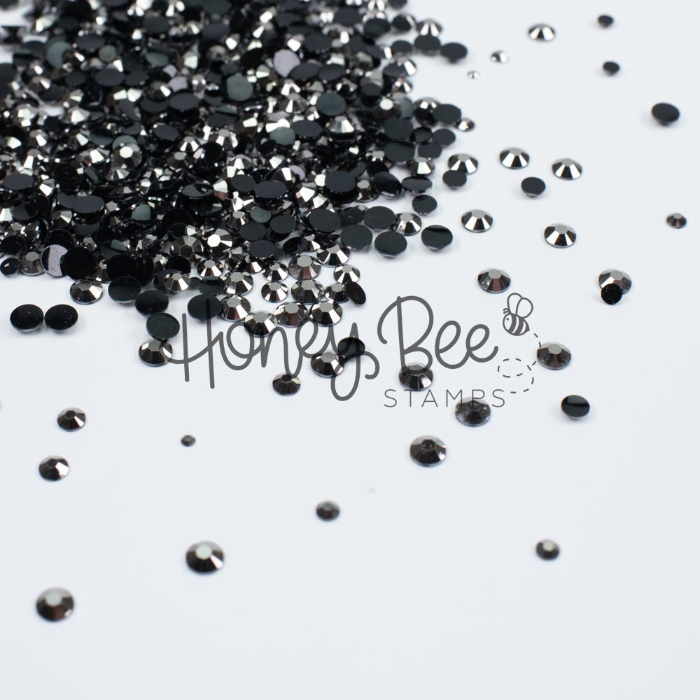 Rivet - Flat Back Rhinestone Silver on Black Mix 2mm to 5mm size - Honey Bee Stamps