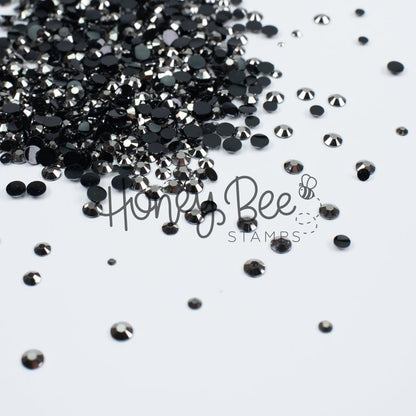 Rivet - Flat Back Rhinestone Silver on Black Mix 2mm to 5mm size - Honey Bee Stamps