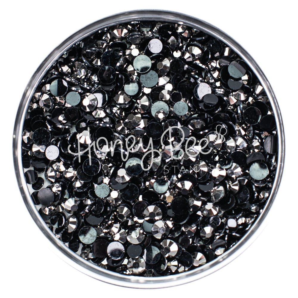 Rivet - Flat Back Rhinestone Silver on Black Mix 2mm to 5mm size - Honey Bee Stamps